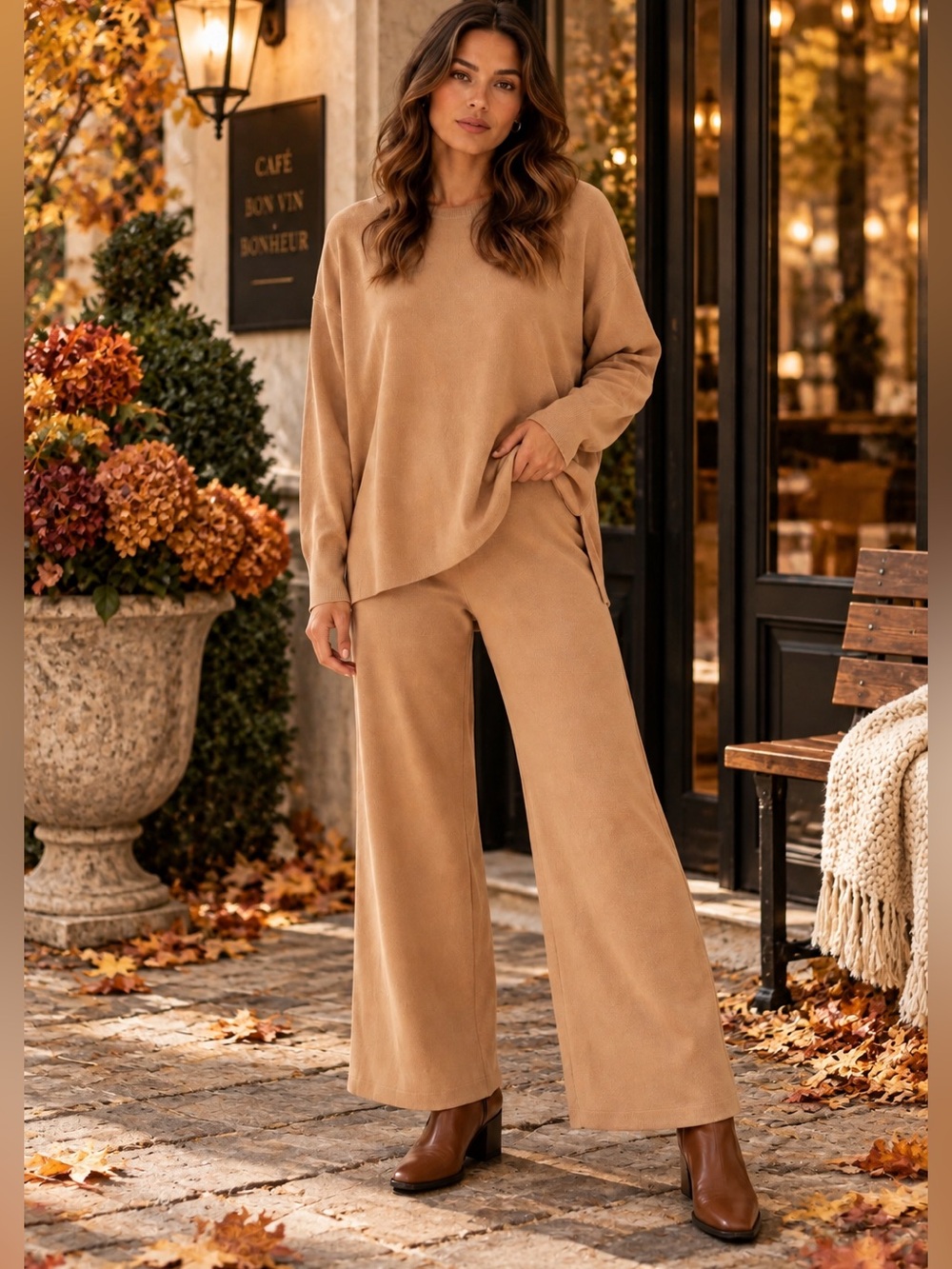 ✨ Handpicked in Paris 🇫🇷 Parisian-Inspired Camel Knit Two-Piece Set 🇫🇷